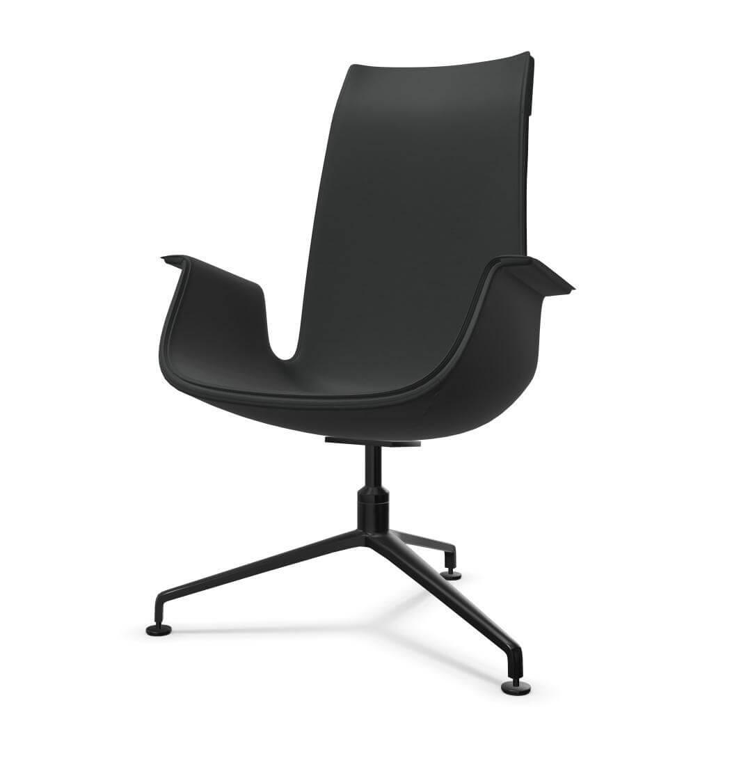 Schalensessel FK 6725 Leder Safari Raven Schwarz Gestell Mattpulverbeschichtet S... von Walter Knoll