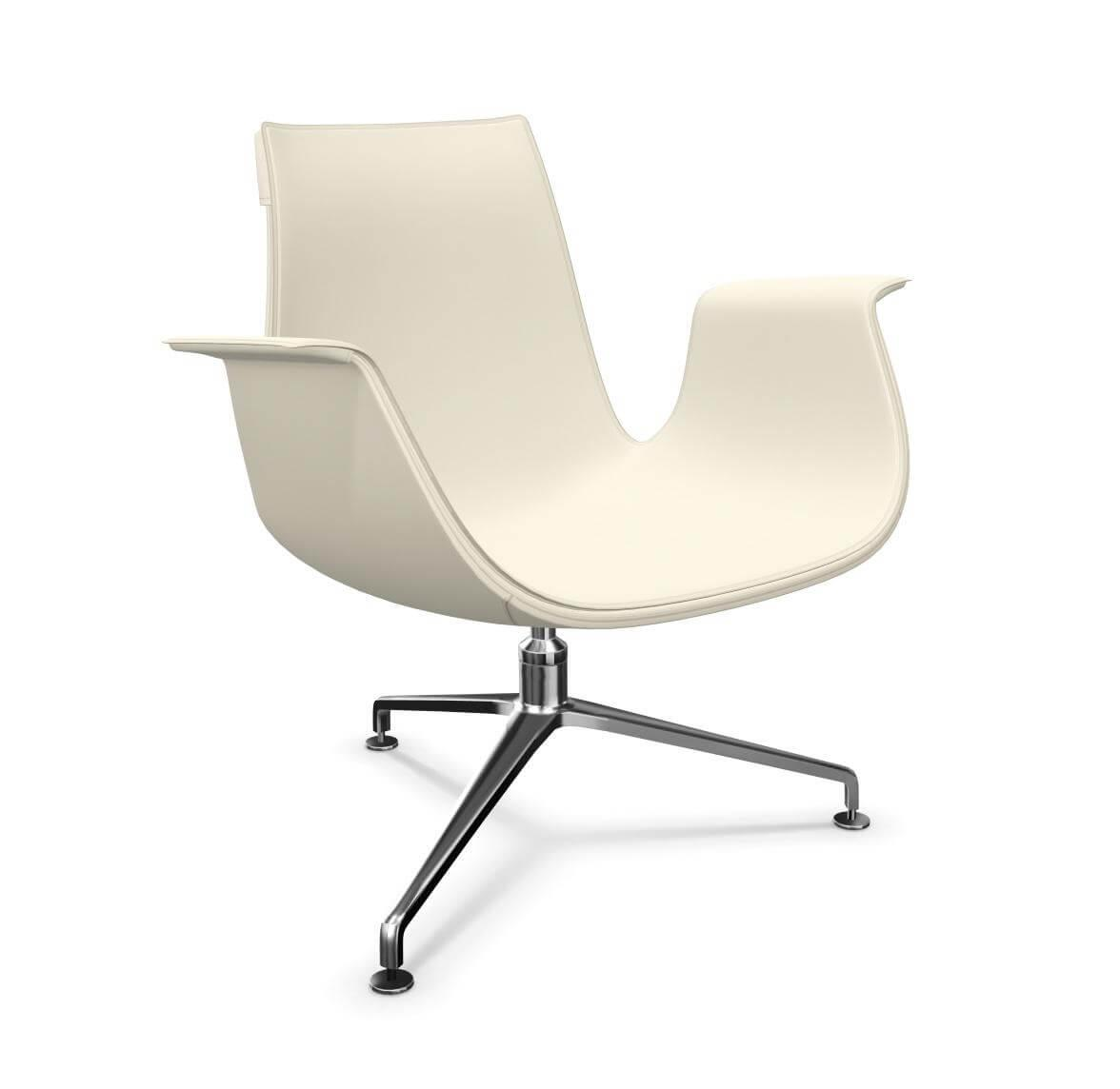 Schalensessel FK 6729 Kunststoff Weiß Gestell Alu Poliert von Walter Knoll