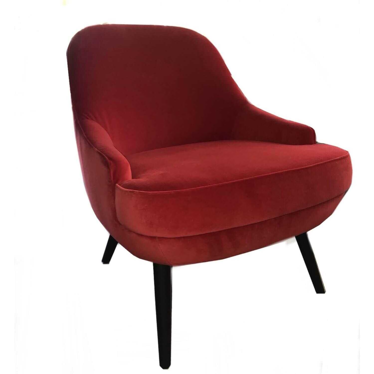 Sessel 375 Stoff Harald 552 Chili Rot Gestell Massivholz Eiche Geflammt Geölt von Walter Knoll