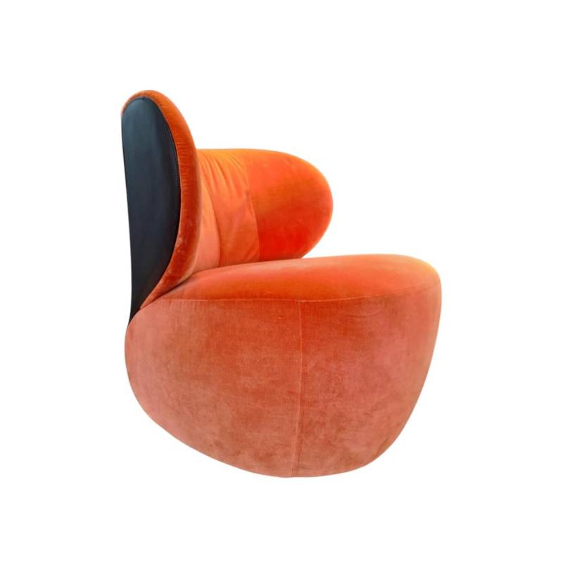 Sessel Bao Außen Leder Seddle Coffee Schwarz Innen Stoff Samt Harald Pumpkin Ora... von Walter Knoll