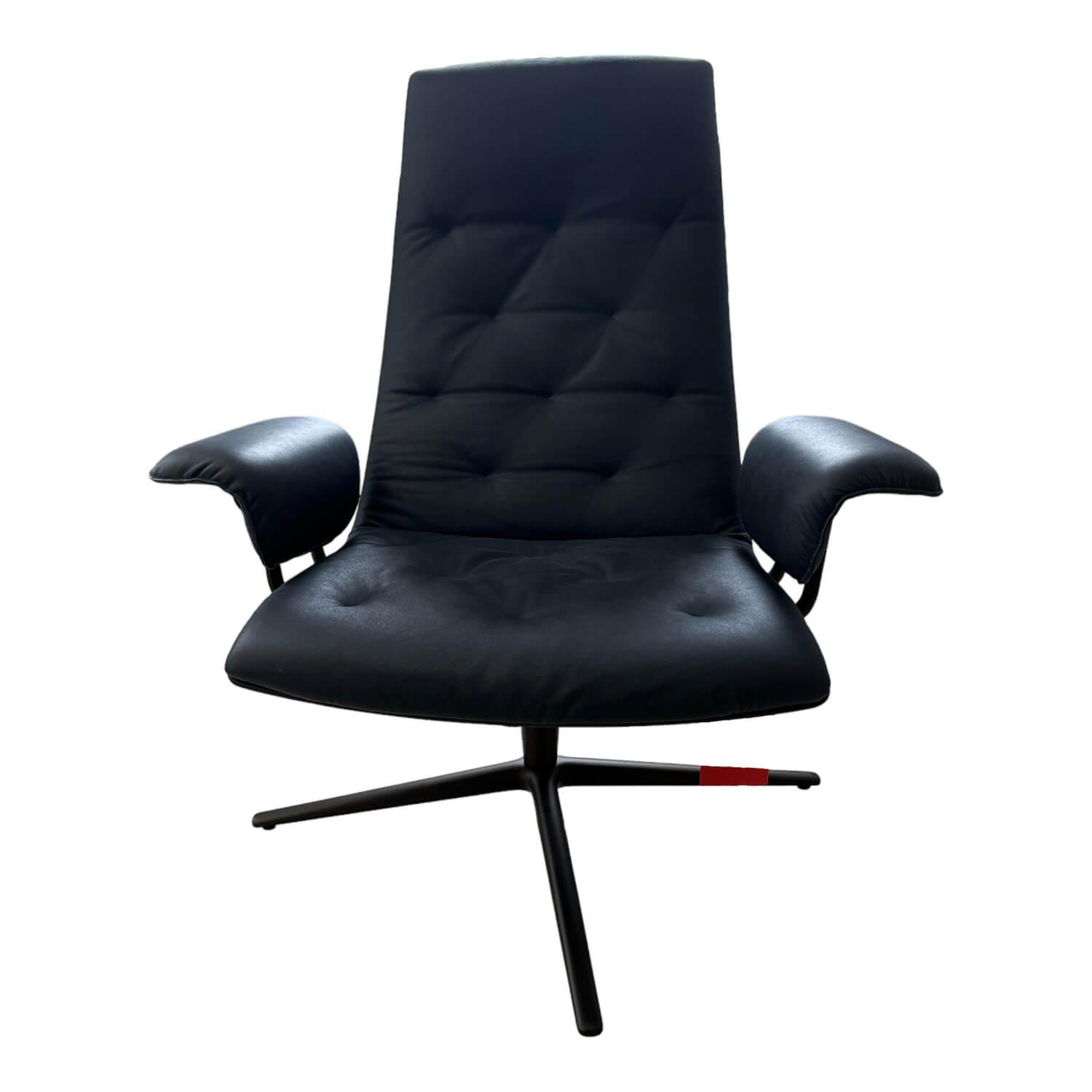 Sessel Healey Soft Bezug Leder Vintage Tourmaline Gestell Metall Bronziert von Walter Knoll