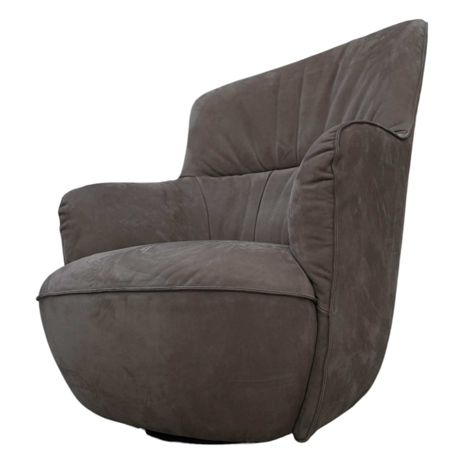 Sessel Ishino 196 Bezug Leder Velvet 1484 Hazelnut Grau Metallgestell Pulverbesc... von Walter Knoll