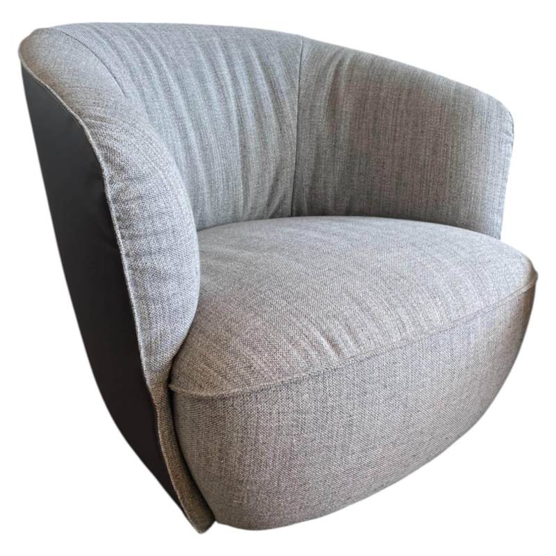 Sessel Ishino Stoff 25 Togba 7854 Pebble Grau Rücken Leder Cashmere Graphite von Walter Knoll