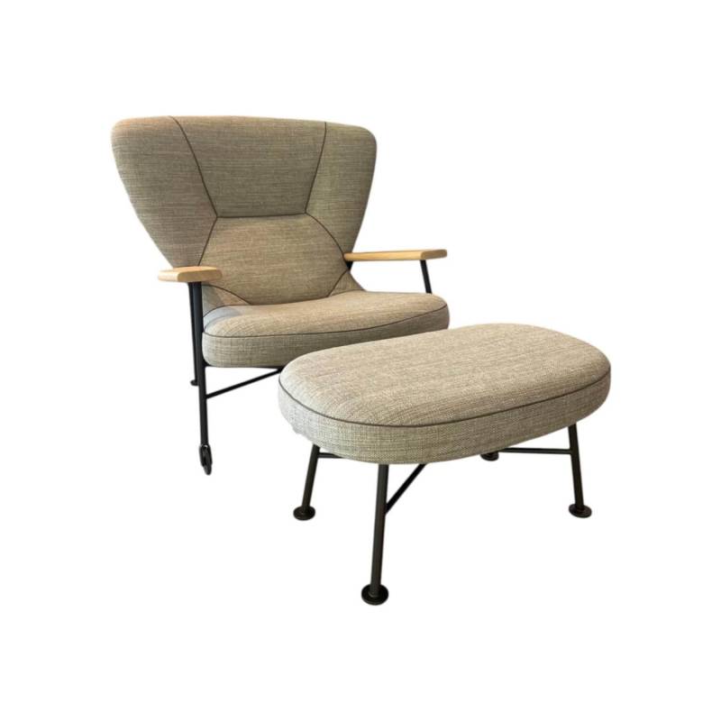 Sessel Shinzo Stoff Lucia 7695 Nutmeg Grau Braun Rücken Leder Saddle Khaki Braun... von Walter Knoll