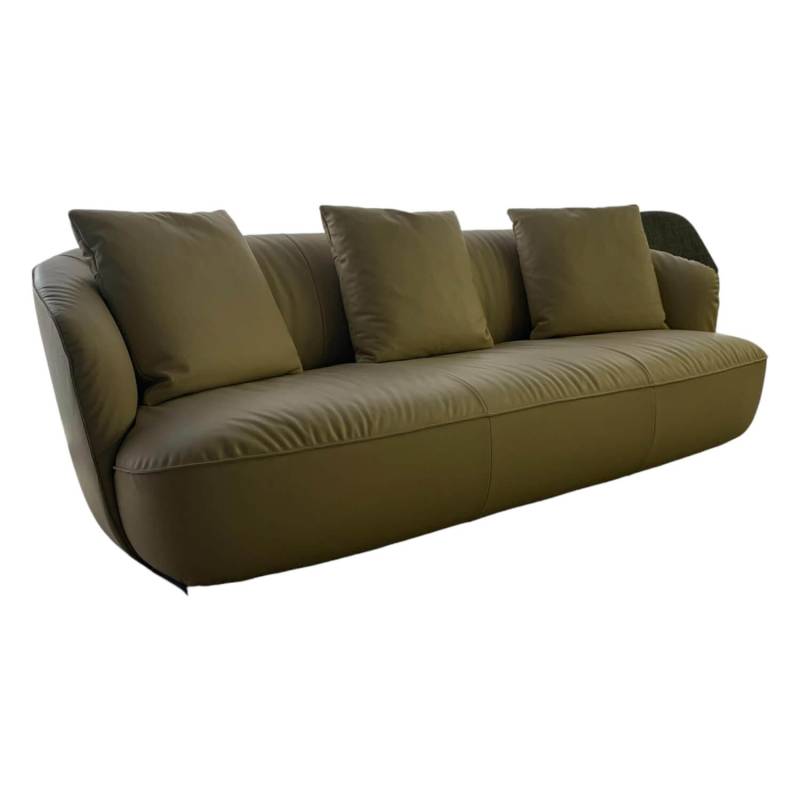 Sofa Ishino Elen Leder 1391 Linen Grün Sockel Schwarz Lackiert von Walter Knoll