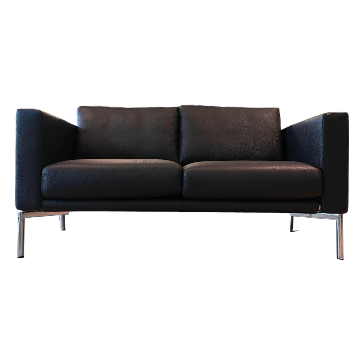Sofa Jason 390-20 FLFR OT 2 Sitzig Leder Emotion Black Schwarz Gestell Hochglanz von Walter Knoll