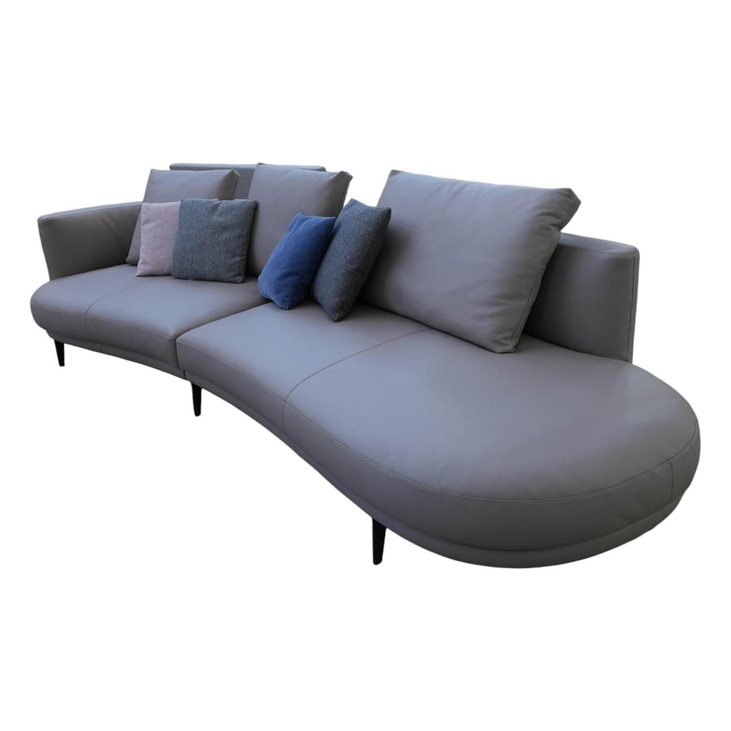 Sofa Maaru 850 Bezug Leder Rodeo Soft 1417 Pebble Grau Untergestell Matt Pulverb... von Walter Knoll