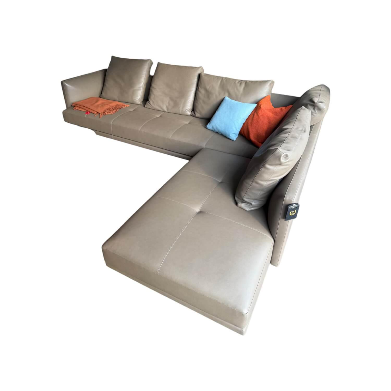 Sofa Prime Time Leder Elen Khaki Grün Braun Füße Poliert Mit Schwenkfunktion Und... von Walter Knoll