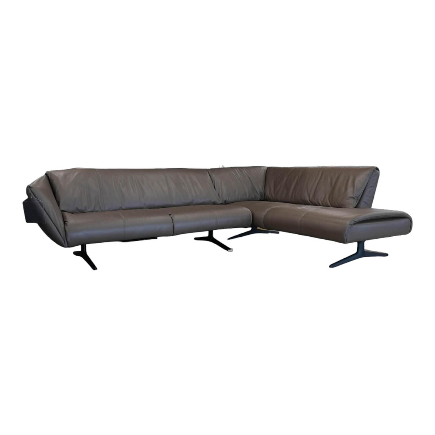 Sofagruppe Bundle Bezug Leder Elen 1381 Khaki Füße Matt-Pulverbeschichtet Schwar... von Walter Knoll