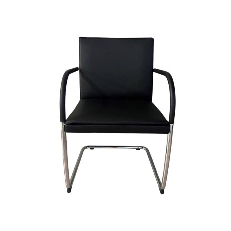 Stuhl George 1567 Leder Select 40 Schwarz Gestell Rundrohrstahl Hochglanz Verchr... von Walter Knoll