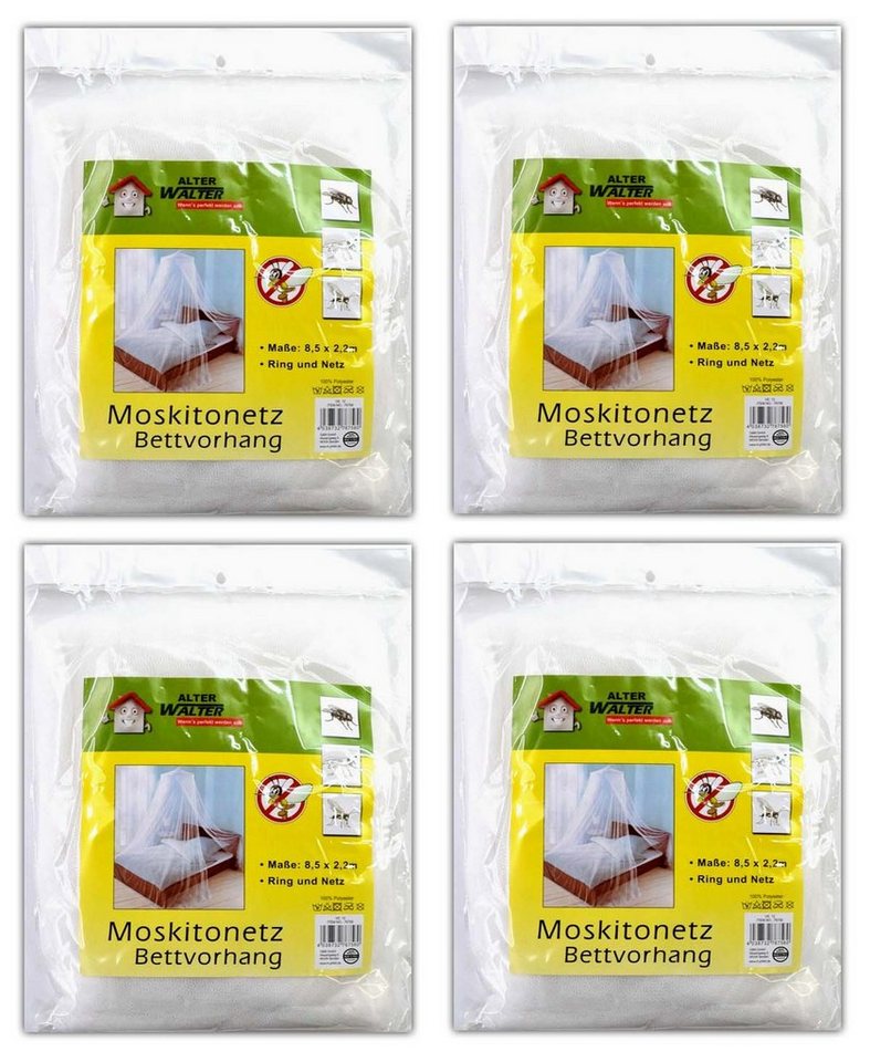 Walter - Wenn´s perfekt werden soll Insektenschutz-Vorhang Moskitonetz Bettvorhang Insektennetz Betthimmel Reise Netz Bett, (4-St), Weiß, Polyester mit Deckenring von Walter - Wenn´s perfekt werden soll