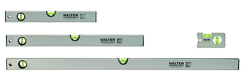 WALTER Wasserwaagen-Set 4-tlg. Wasserwaage in den Längen 40cm, 60cm und 100cm & Mini-Wasserwaage | mit 3 Libellen für präzise Messungen, angenehme Handhabung | robustes & leichtes Aluminiumgehäuse von WALTER