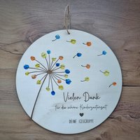 Abschiedsgeschenk Kindergarten Und Schule Aus Holz | Mit Fingerabdrücken Für Erzieher Oder Lehrer Holzschild Pusteblume von WaltersARTikel
