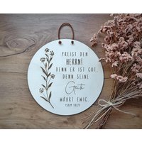 Holzschild Mit Bibelvers Und Blumenranke | Wunschvers Personalisiert Christliche Wanddeko Individuelle Geschenkidee von WaltersARTikel