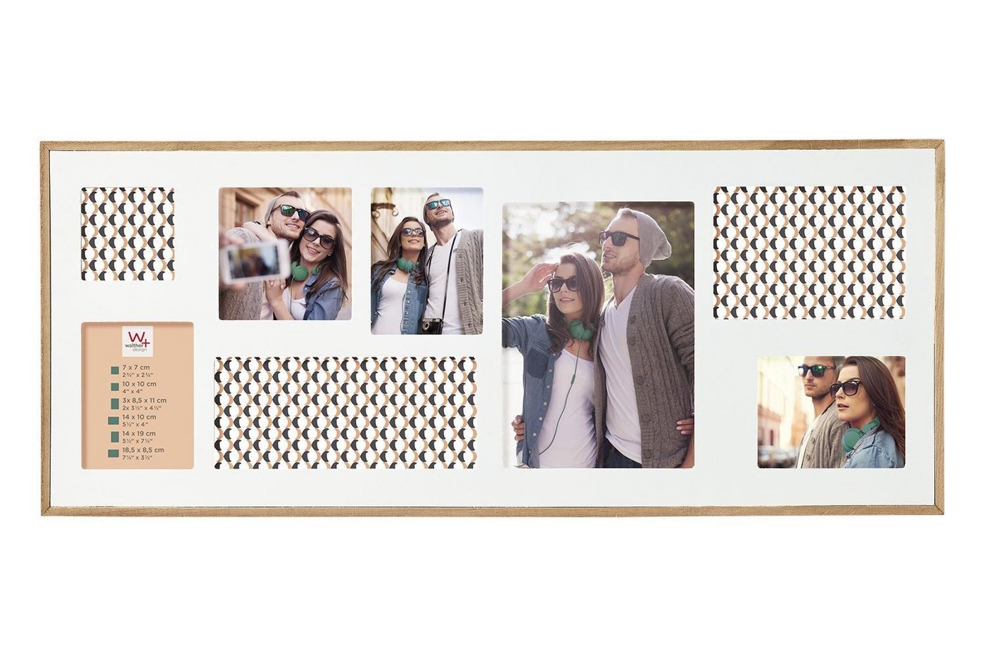Walther Design Bilder-Collage Mehrfachbilderrahmen URBAN LIV, Beige, B 61 cm, (1 St), aus MDF mit Holzpassepartout und Glasfront von Walther Design