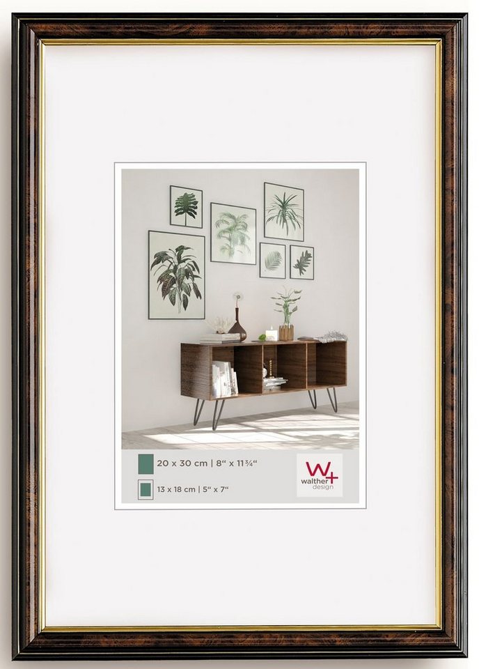 Walther Design Bilderrahmen Smell, für 1 Bilder, Fotorahmen in Wurzelholzoptik und innenliegender Doppel-Goldkante von Walther Design