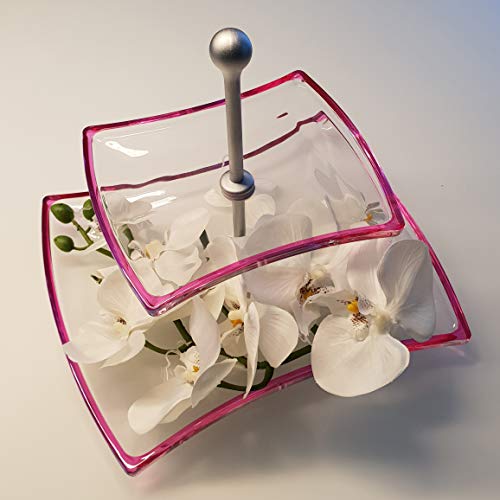 2 stöckige Walther Glas Etagere Winx Pink Etagenplatte Servierplatte Metallstangen von Walther Glas