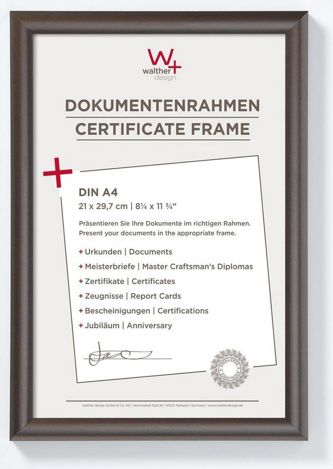 Walther Bilderrahmen Kunststoffrahmen Trendstyle KP130D 21x29,7cm stahl von Walther