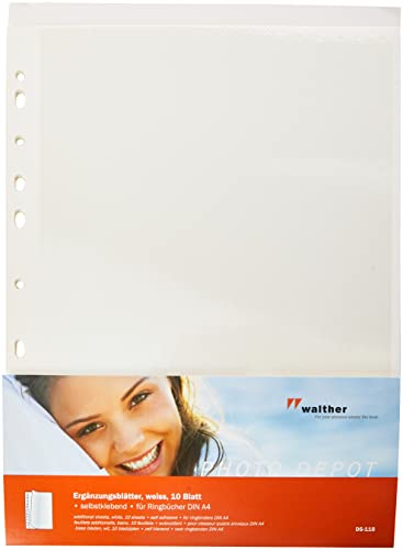 Walther Design Ergänzungsblätter Weiss 23,5 x 31,5 cm 10 Blatt selbstklebend DS-118 von walther design