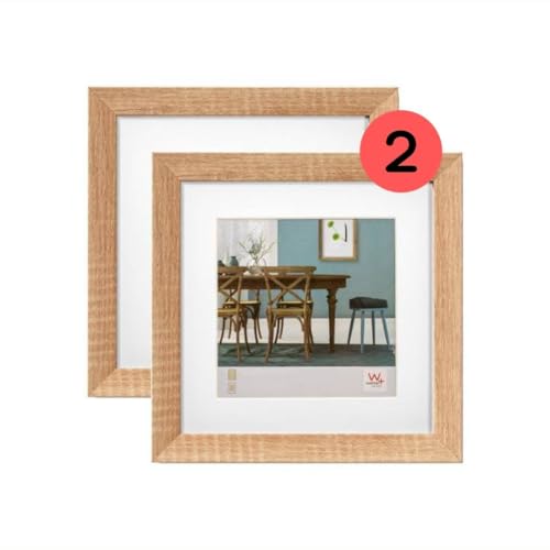 walther design Bilderrahmen eiche hell 20 x 20 cm mit Passepartout, Doppelpack, Fiorito Holzrahmen EF220ED von walther design