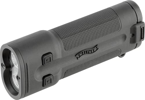 Walther EFA2 Taschenlampe, 300 Lumen, Wasserdichtes Kunststoffgehäuse (IPX7), Inkl. Batterien (AA), Holster, Handschlaufe und Ersatzdichtung von Walther