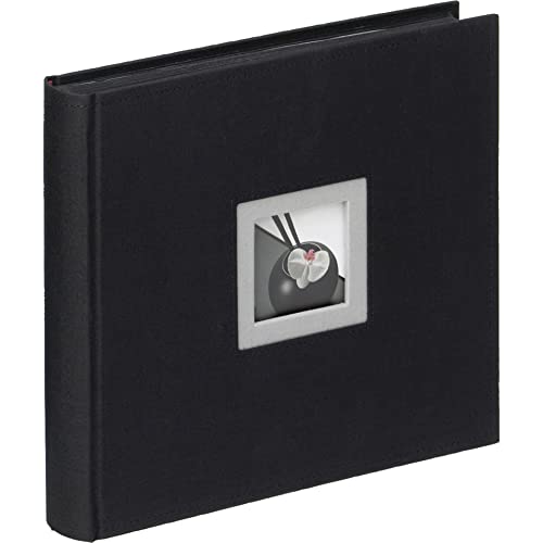 walther design Fotoalbum schwarz 26 x 26 cm Leinen mit Cover-Ausstanzung, Black and White FA-209-B von walther design