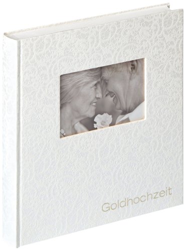 walther design Fotoalbum weiss Goldhochzeit mit Cover-Ausstanzung und Prägung, Hochzeitsalbum Music UG-107 von walther design