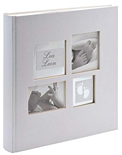 walther design Fotoalbum grau 28 x 30,5 cm Babyalbum mit Cover-Ausstanzung und Prägung, Baby Little Foot UK-172 von walther design