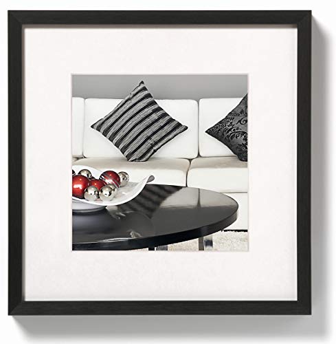 walther design Bilderrahmen schwarz 20 x 20 cm Aluminium mit Passepartout, Chair Alurahmen AJ220B von walther design
