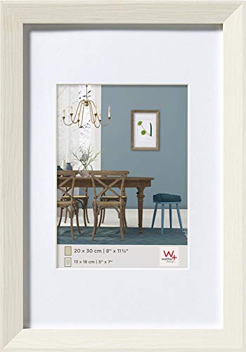 walther design Bilderrahmen weiss 40 x 60 cm mit Passepartout, Fiorito Holzrahmen EF460W von walther design