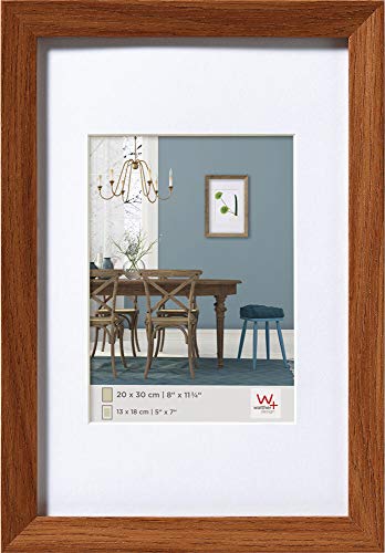 walther design Bilderrahmen eiche dunkel 13 x 18 cm mit Passepartout, Fiorito Holzrahmen EF318P von walther design