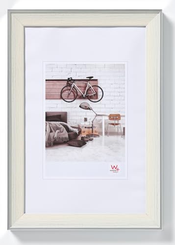 walther design Bilderrahmen creme 30 x 40 cm mit silberne Außenkante, Bohemian Designrahmen EN040C von walther design