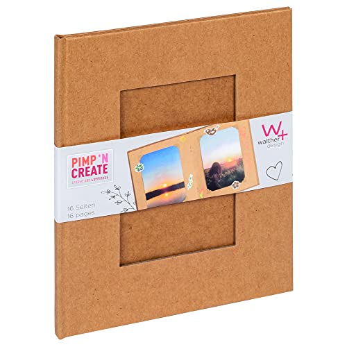 walther design Fotoalbum braun 16,5 x 20 cm mit Cover-Ausstanzung, PIMP AND CREATE FA-090-P von walther design
