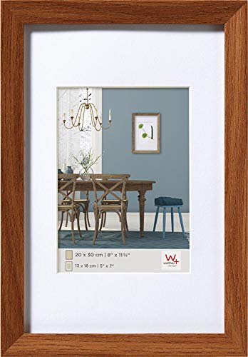 walther design Bilderrahmen eiche dunkel 50 x 60 cm mit Passepartout, Fiorito Holzrahmen EF060P von walther design