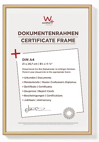 walther design Bilderrahmen gold 21 x 29,7 cm (DIN A4) New Lifestyle Kunststoffrahmen KV130G von walther design