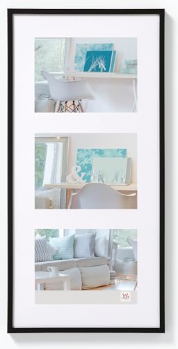 walther design Bilderrahmen schwarz 3X 15x20 cm Galerie mit Passepartout, New Lifestyle Kunststoffrahmen KV320B von walther design