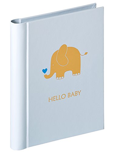 walther design Fotoalbum blau 30 Fotos 11,5 x 15,5 cm Mini-Album mit Prägung und Schleifenbindung Baby Animal MA-148-L von walther design