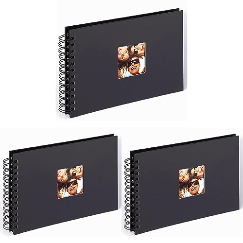 walther design SA-109-B Fotoalbum Fun, Spiralalbum, 23x17 cm, schwarz (Packung mit 3) von walther design