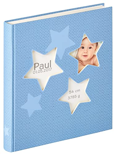walther design Fotoalbum blau 28 x 30,5 cm Babyalbum mit Cover-Ausstanzung, Baby Estrella UK-133-L von walther design