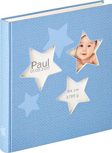 walther design Fotoalbum blau 28 x 30,5 cm Babyalbum mit Cover-Ausstanzung, Baby Estrella UK-133-L von walther design