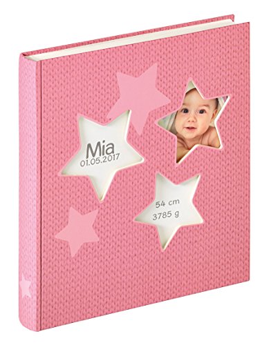 walther design Fotoalbum rosa 28 x 30,5 cm Babyalbum mit Cover-Ausstanzung, Baby Estrella UK-133-R von walther design