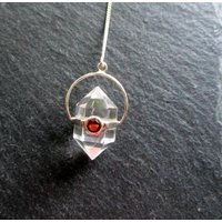 Pendel, Bergkristallpendel, Sterlingsilber, Granat, Wicca, Schamane, Esoterik, Doppelender von WaltrautvonRoda