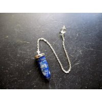 Pendel, Lapislazuli, Blau, Metall, Versilbert, Spitzpendel, Magie, Esoterik von WaltrautvonRoda