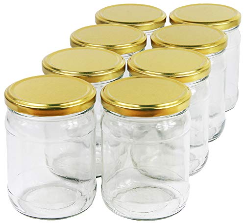 Wamat 450 ml Einweckgläser mit Deckel Gold to 82 Einmachgläser Vorratsgläser Einmachglas Weck (Menge: 12 Stück) von Wamat