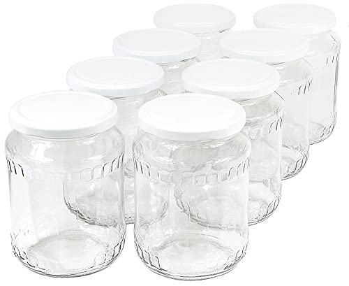 Wamat 720 ml Einweckgläser mit Deckel weiß Einmachgläser Vorratsgläser Einmachglas Weck (Menge: 24 Stück) von Wamat