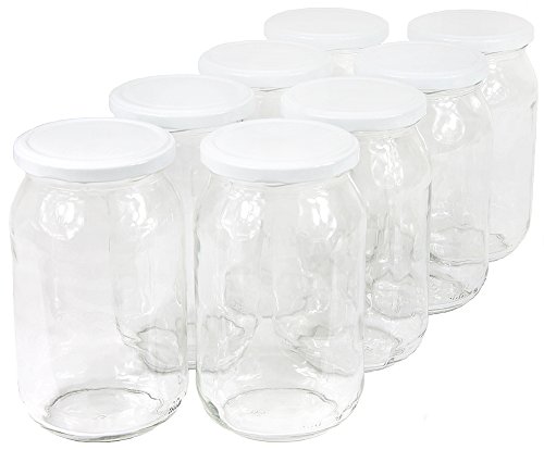 Wamat 900 ml Einweckgläser mit Deckel weiß Einmachgläser Vorratsgläser Einmachglas Weck (Menge: 24 Stück) von Wamat