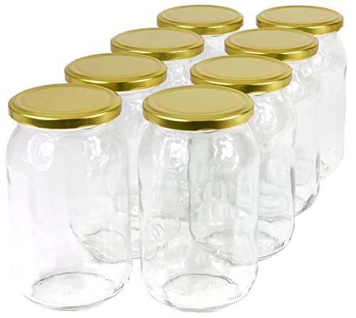 Wamat 900 ml Einweckgläser mit Deckel Gold Einmachgläser Vorratsgläser Weck (Menge: 24 Stück) von Wamat