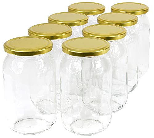 Wamat 900 ml Einweckgläser mit Deckel Gold Einmachgläser Vorratsgläser Einmachglas Weck (Menge: 32 Stück) von Wamat