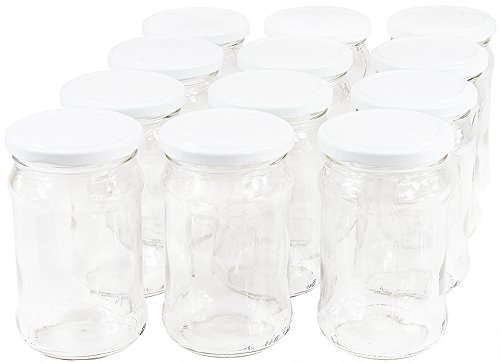 Wamat 300 ml Einweckgläser mit Deckel weiß to 66 Einmachgläser Vorratsgläser Einmachglas Weck (Menge: 12 Stück) von Wamat