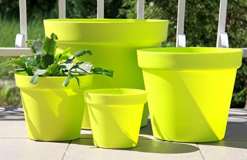 Wamat Blumenkübel Blumentopf Pflanzkübel Pflanztopf 4 Größen / 8 Farben S - XXLNeu!! (Durchmesser:15 cm, hellgrün) von Wamat